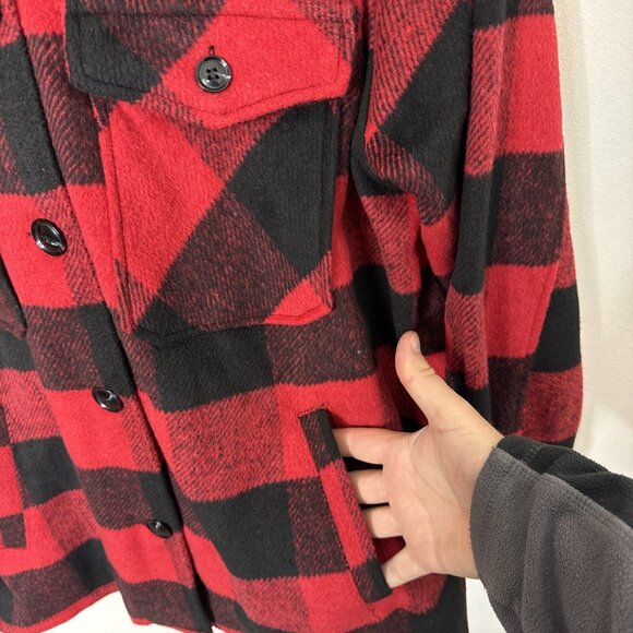Sweet Lovely By Jen Woman M Buffalo Plaid Red Black Shacket Shirt Button - Picture 3 of 6